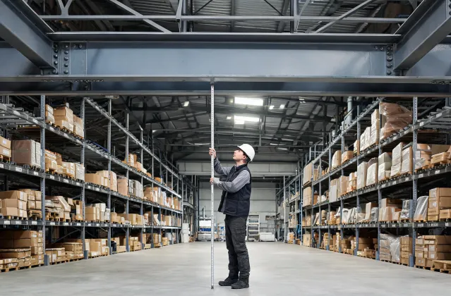 Warehouse manager marking remaining headroom